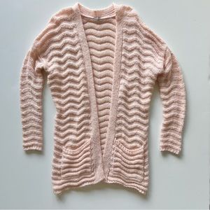 Charlotte Russe Pink Chevron Fuzzy Open Front Cardigan, Extra Small